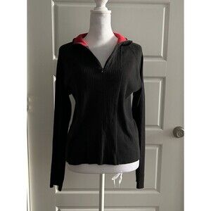 Vintage RALPH LAUREN Polo Jeans Co Black And Red Sweater Women XL 1/4 Zip